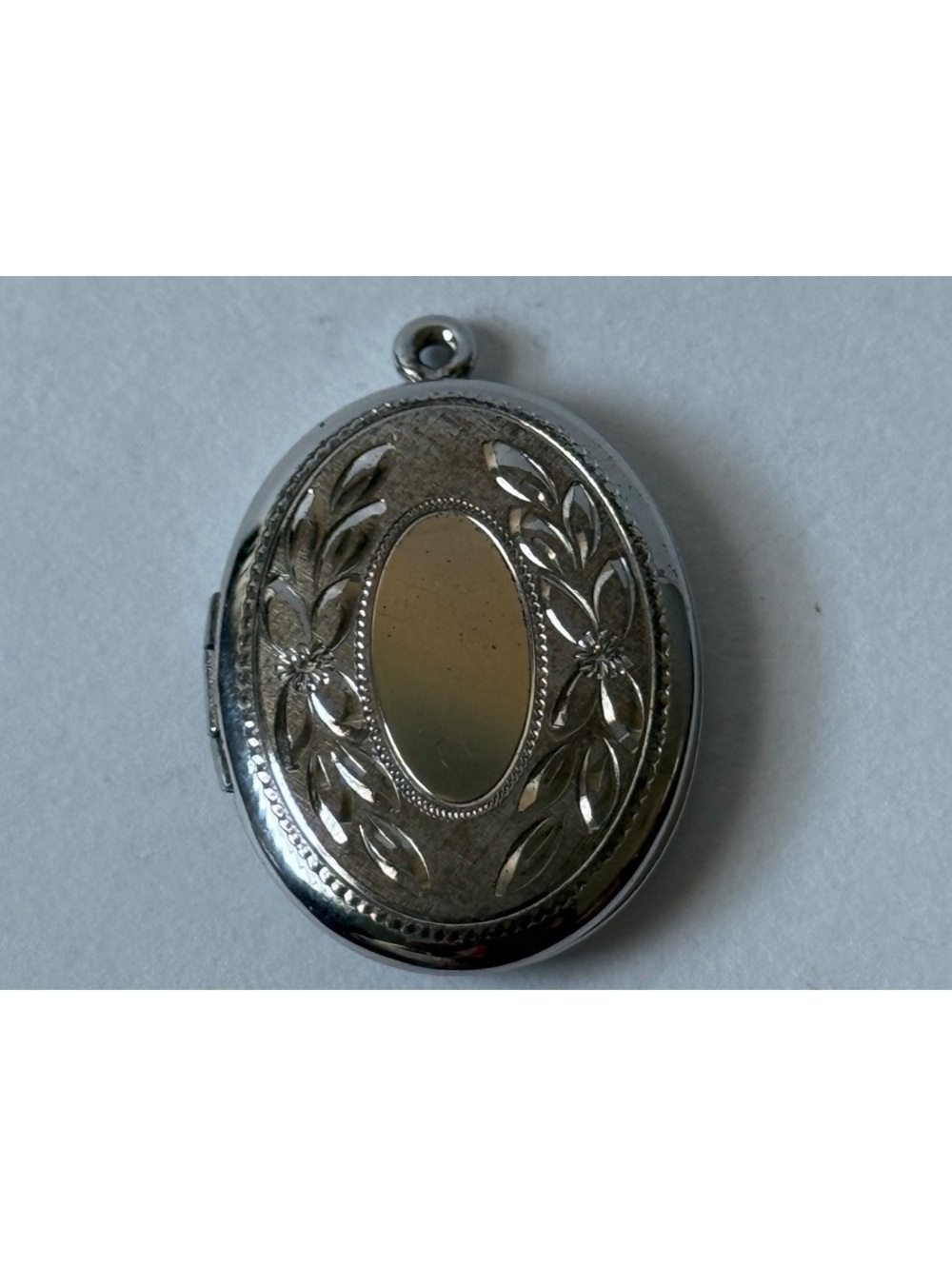 Vintage Sterling Silver Locket Pendant — Large Two Photo Floral Etched